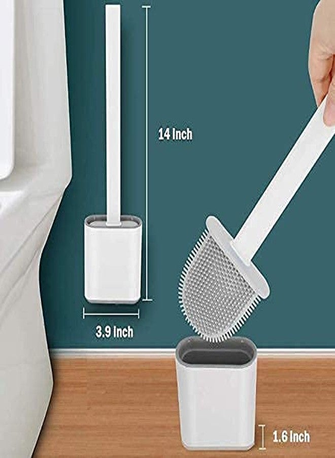 Larynx Silicon Toilet Brush with Slim Holder Flex Toilet Brush Anti-drip Set Toilet Bowl Cleaner Brush, Multicolor - Image 2